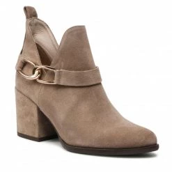 Bottes Et Autres Bottines KARINO - 4209/007-P Ciemny Beż/Welur Marron